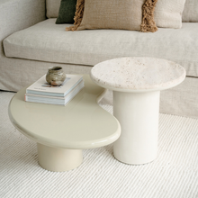 Charger l'image dans la galerie, Coffee table Loches W92.5 cm x D56 cm x H35 cm - Shining Pale khaki Stoneskin - Round edge