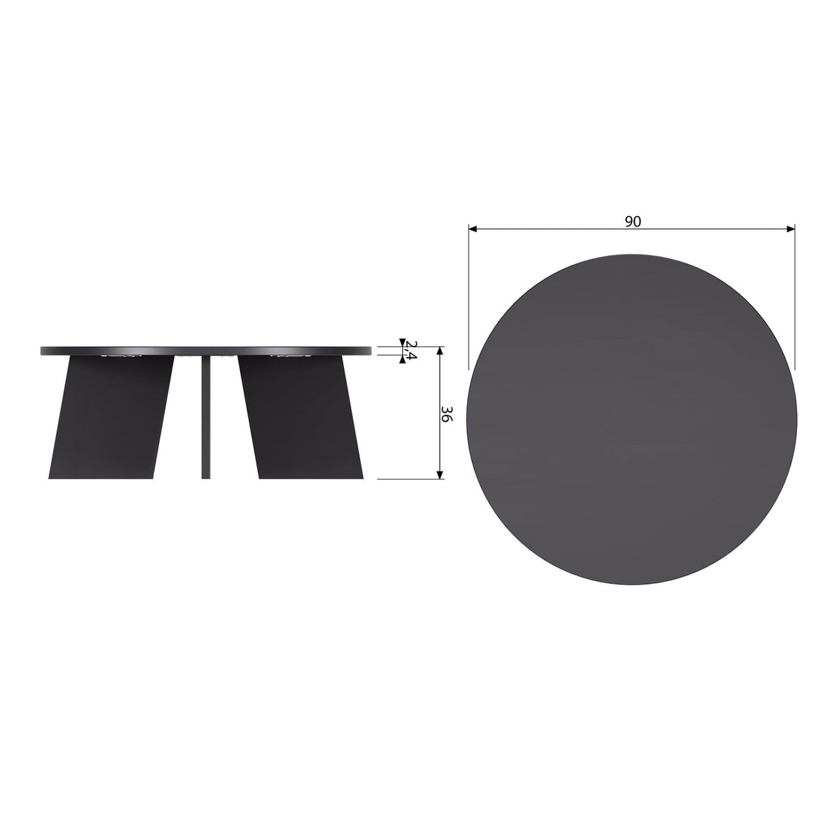FRIES COFFEE TABLE OAK BLACKNIGHT O90CM [fsc]
