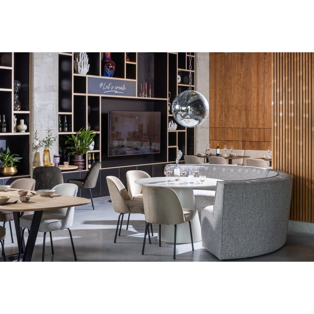 EUROPA 4-SEATER DINING BENCH WOVEN FABRIC SAND MELANGE