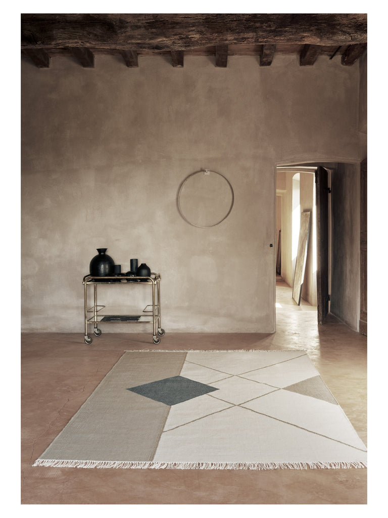 Vitalia Anthracite hand-woven rug – styled in a living room | Linie Design at Bois Blanc Home, Limassol, Cyprus