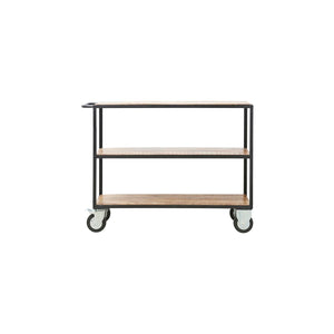 Shelving unit w. 4 wheels, Black/Wood