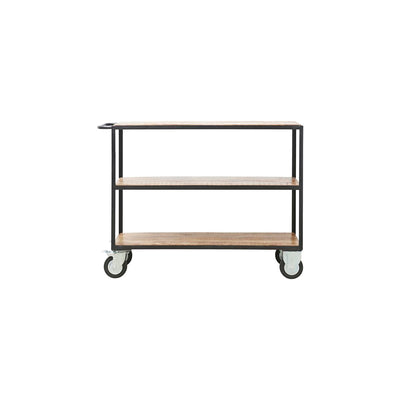 Shelving unit w. 4 wheels, Black/Wood