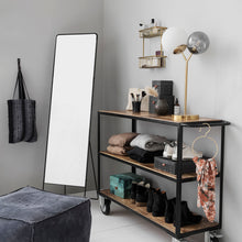 Load image into Gallery viewer, Shelving unit w. 4 wheels, Black/Wood