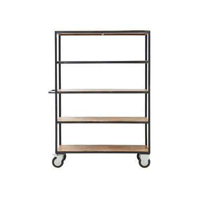 Shelving unit w. 4 wheels, Black/Wood