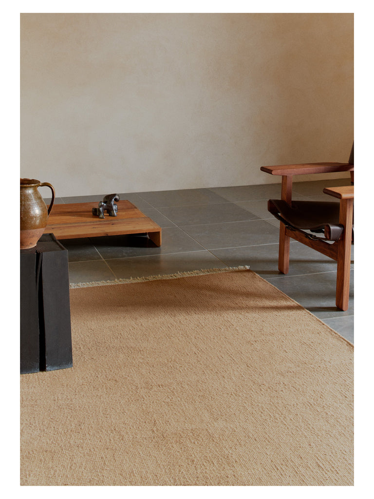 Rainbow Terracotta hand-woven rug – styled in a living room | Linie Design at Bois Blanc Home, Limassol, Cyprus