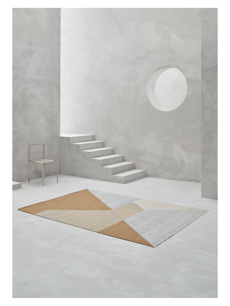 Snefrid Mustard hand-woven rug – styled in a living room | Linie Design at Bois Blanc Home, Limassol, Cyprus