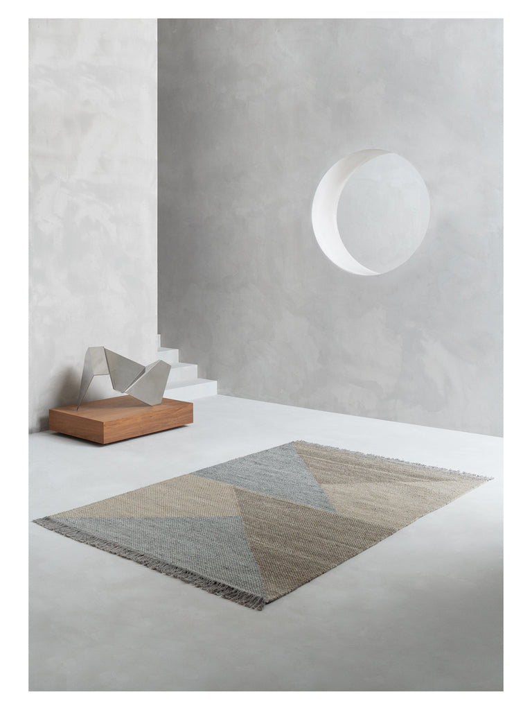 Skuld Beige hand-woven rug – styled in a living room | Linie Design at Bois Blanc Home, Limassol, Cyprus