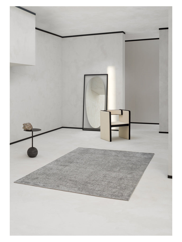 Alva Silver loom-knotted rug – styled in a living room | Linie Design at Bois Blanc Home, Limassol, Cyprus