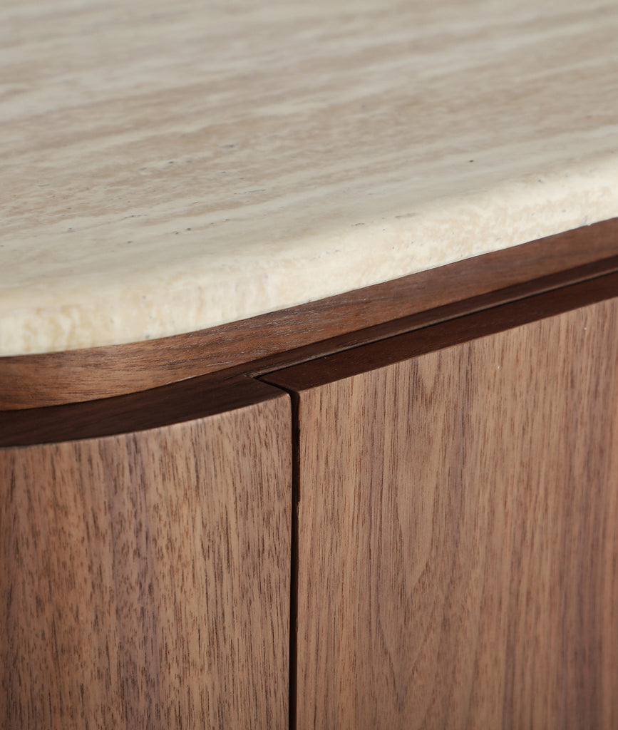 Travertine/Walnut Tv Cabinet