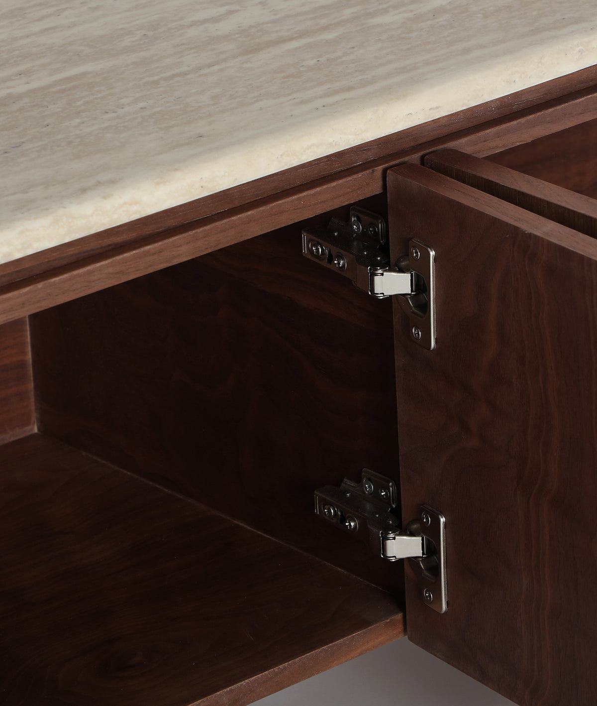 Travertine/Walnut Tv Cabinet