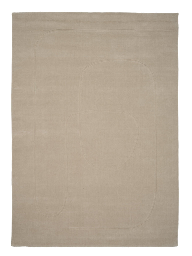 Cursive Expanse Beige loom-knotted rug – styled in a living room | Linie Design at Bois Blanc Home, Limassol, Cyprus