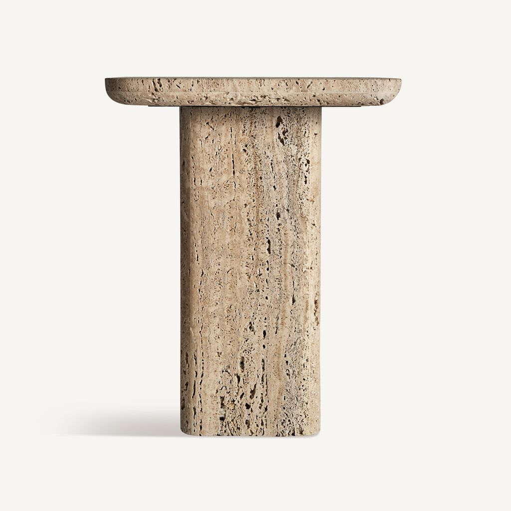 Travertine marble side table