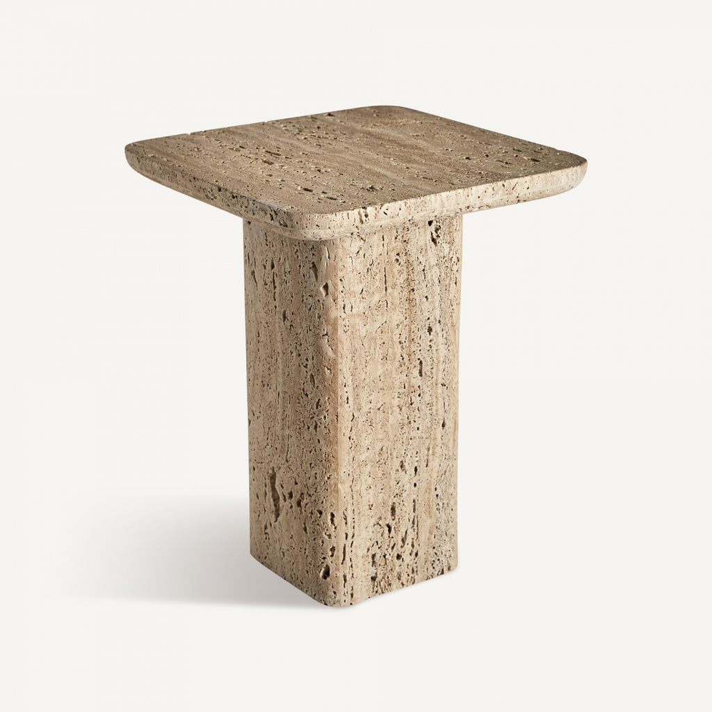 Travertine marble side table