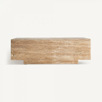 Travertine marble block coffee table