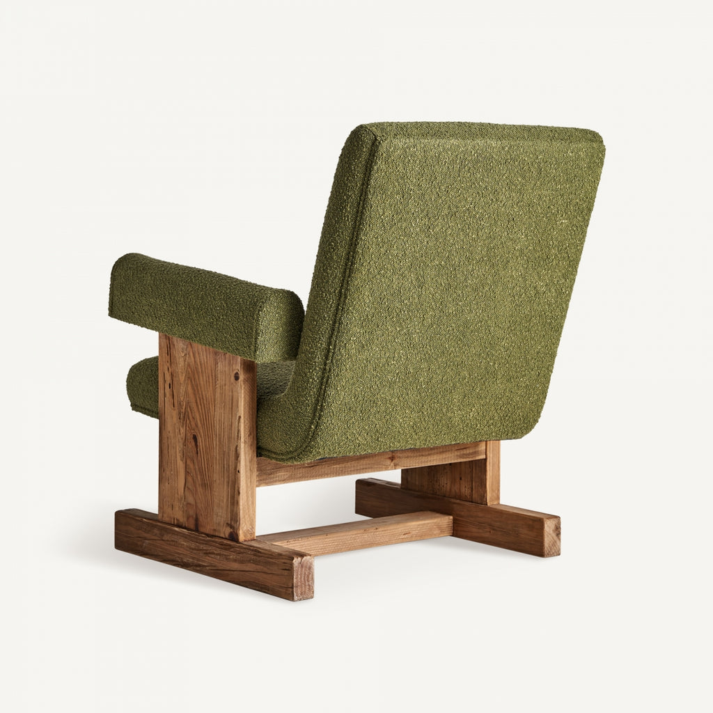 Green bouclé armchair