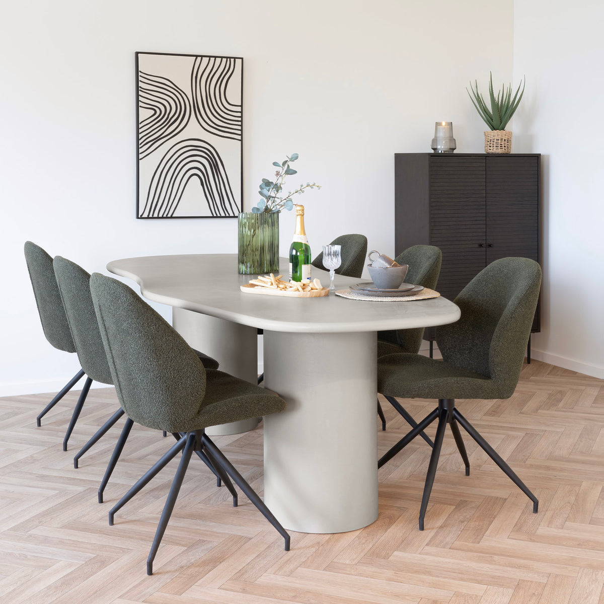 Dining Table, cement look, beige 96x240x76 cm