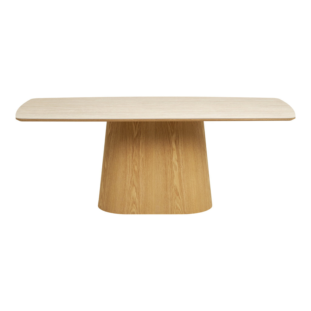 Dining Table, ceramic table top/ash veneer, travertine look/natural
