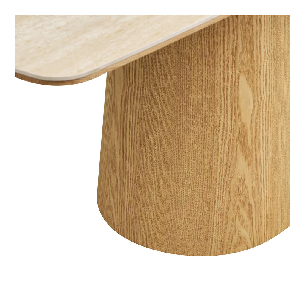 Dining Table, ceramic table top/ash veneer, travertine look/natural