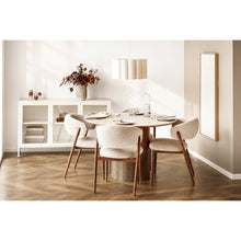 Carica l'immagine nel visualizzatore di Gallery, Dining table, ceramic table top, travertine/dark brown ø120x76 cm