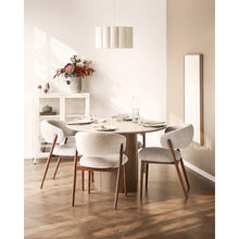 Carica l'immagine nel visualizzatore di Gallery, Dining table, ceramic table top, travertine/dark brown ø120x76 cm