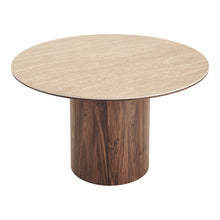 Carica l'immagine nel visualizzatore di Gallery, Dining table, ceramic table top, travertine/dark brown ø120x76 cm
