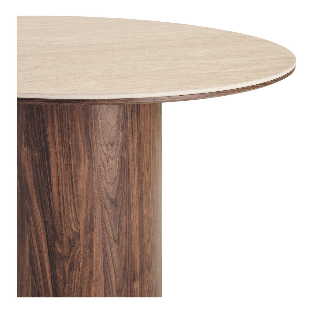Dining table, ceramic table top, travertine/dark brown ø120x76 cm