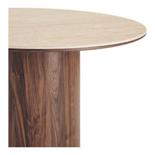 Carica l'immagine nel visualizzatore di Gallery, Dining table, ceramic table top, travertine/dark brown ø120x76 cm