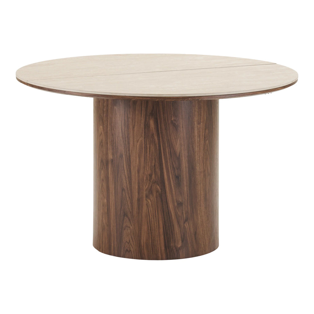 Dining table, ceramic table top, extendable round to oval
