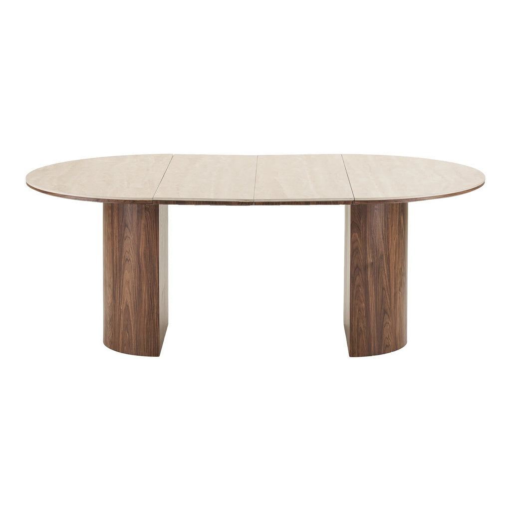 Dining table, ceramic table top, extendable round to oval