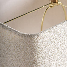 Load image into Gallery viewer, Travertine and Bouclé table lamp