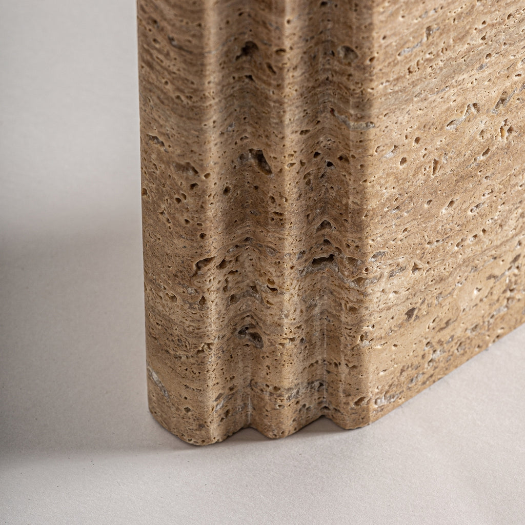 Travertine and Bouclé table lamp