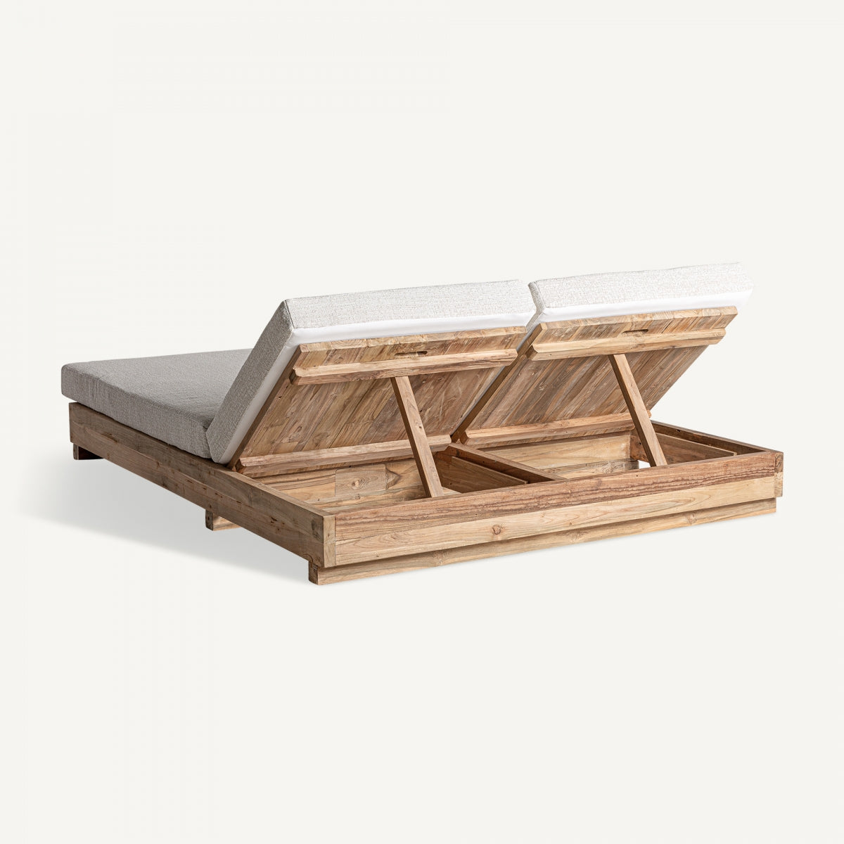 Teak wood double sun loungers
