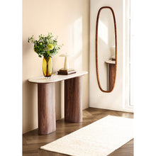 Laden Sie das Bild in den Galerie-Viewer, Console table, ceramic table top, travertine/dark brown