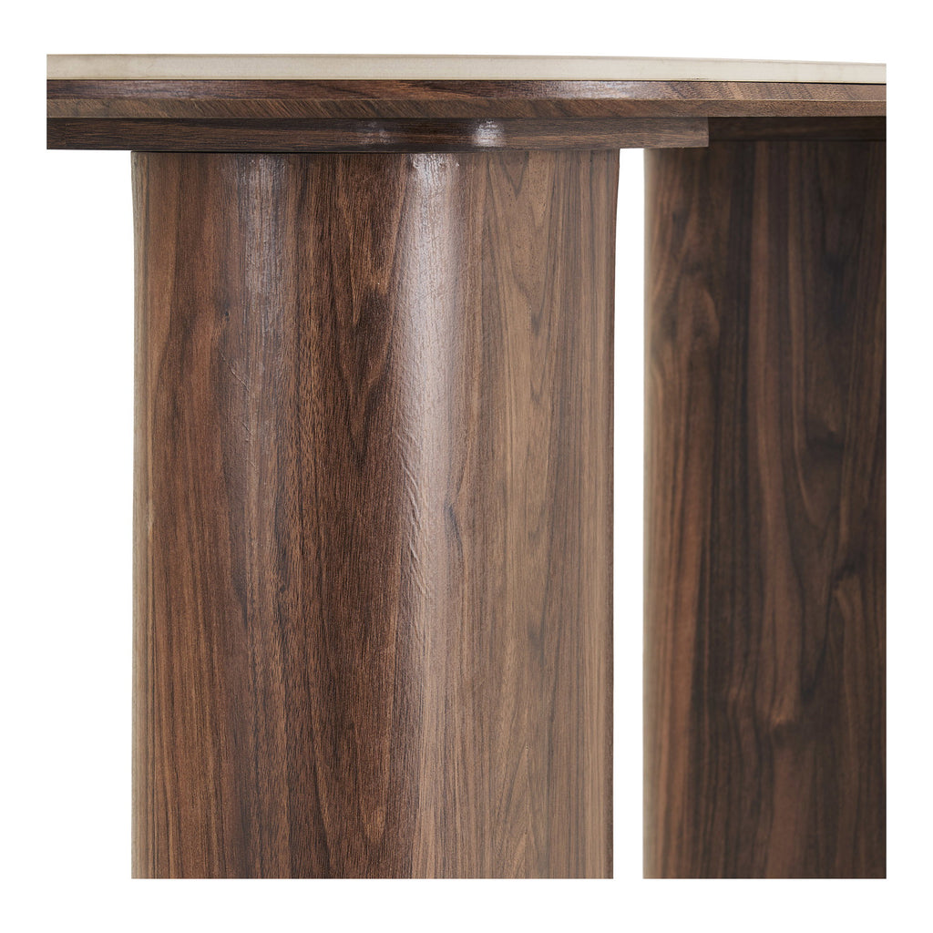 Console table, ceramic table top, travertine/dark brown