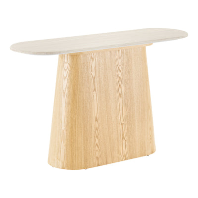 Console table, granite/ash veneer, natural/off white