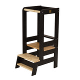 Black Wooden Kitchen Helper for Children Step Stool with Natural Elements without board