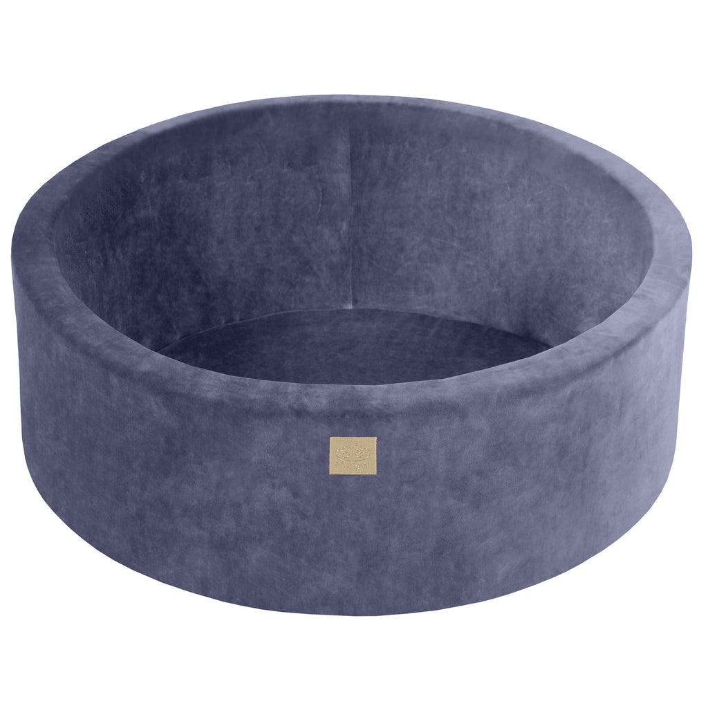 Baby Foam Round Ball Pit 90x30cm without Balls Certified, Velvet, Grey Blue