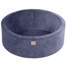 Cargar imagen en el visor de la galería, Baby Foam Round Ball Pit 90x30cm without Balls Certified, Velvet, Grey Blue