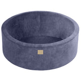 Baby Foam Round Ball Pit 90x30cm without Balls Certified, Velvet, Grey Blue