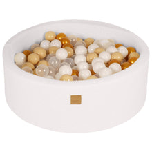 Carica l&#39;immagine nel visualizzatore di Gallery, Baby Foam Round Ball Pit 90x30cm with 200 Balls 7cm Certified, Boucle, White: Gold/Beige/White/Transparent