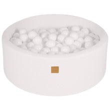 Carica l&#39;immagine nel visualizzatore di Gallery, Baby Foam Round Ball Pit 90x30cm with 200 Balls 7cm Certified, Boucle, White: White