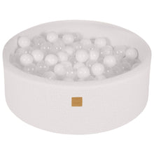 Carica l&#39;immagine nel visualizzatore di Gallery, Baby Foam Round Ball Pit 90x30cm with 200 Balls 7cm Certified, Boucle, White: White/Transparent