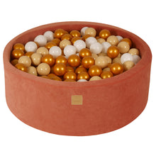 Charger l'image dans la galerie, Baby Foam Round Ball Pit 90x30cm with 200 Balls 7cm Certified, Velvet, Marsala Red: White/Beige/Gold