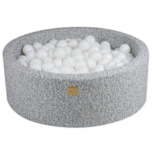 Carica l&#39;immagine nel visualizzatore di Gallery, Baby Foam Round Ball Pit 90x30cm with 200 Balls 7cm Certified, Boucle, Marled Grey: White