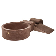 Charger l&#39;image dans la galerie, Foam 3 elements Playset with Ball Pit 90x30cm with 200 Balls Certified, Velvet Corduroy, Chocolate, without balls