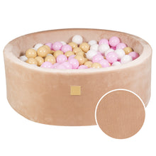 Charger l'image dans la galerie, Baby Foam Round Ball Pit 90x30cm with 200 Balls 7cm Certified, Velvet Corduroy, Sand: pastel pink, white, beige