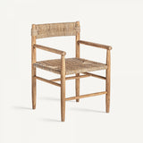Natural fiber/teak wood armchair