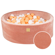 Charger l'image dans la galerie, Baby Foam Round Ball Pit 90x30cm with 200 Balls 7cm Certified, Velvet Corduroy, Apricot: white, orange