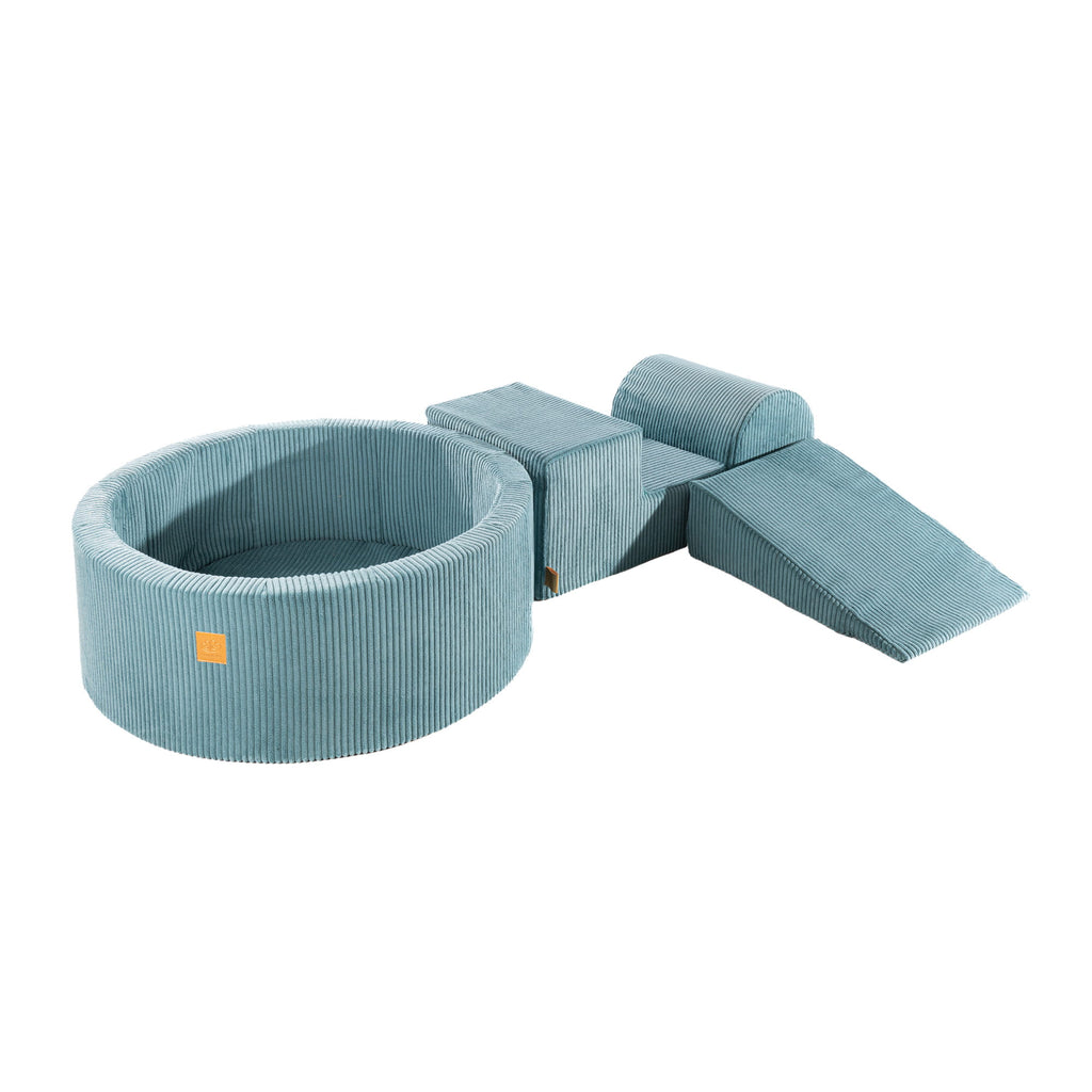 Aesthetic Foam 3 elements Playset with Ball Pit 90x30cm Certified, Corduroy, Turquoise without balls