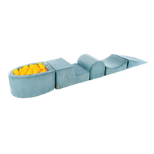 Cargar imagen en el visor de la galería, Aesthetic Foam Playset with Small Ball Pit Playground for Children with 100 Balls, Corduroy, Turquoise: Yellow